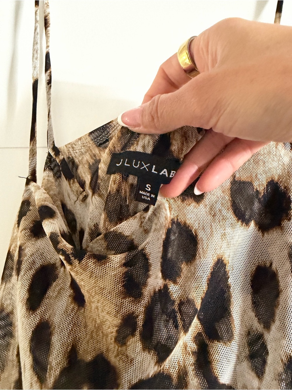 Leopard Sheer Ruched Dress - Picture 5 of 10
